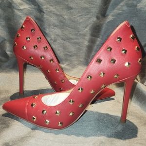 Michael Kors • Keke Toe Tap Cap • Studs Shoes in Crimson Red • Size 6